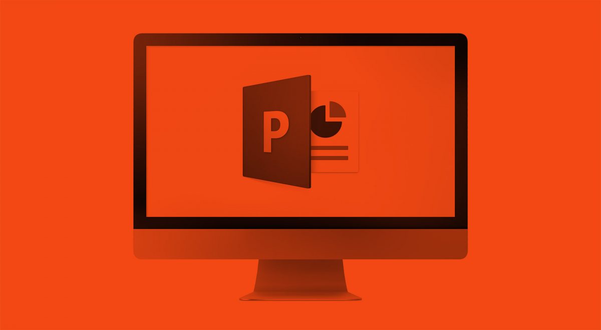 Datorskärm med Powerpoint-logotypen på skärmen